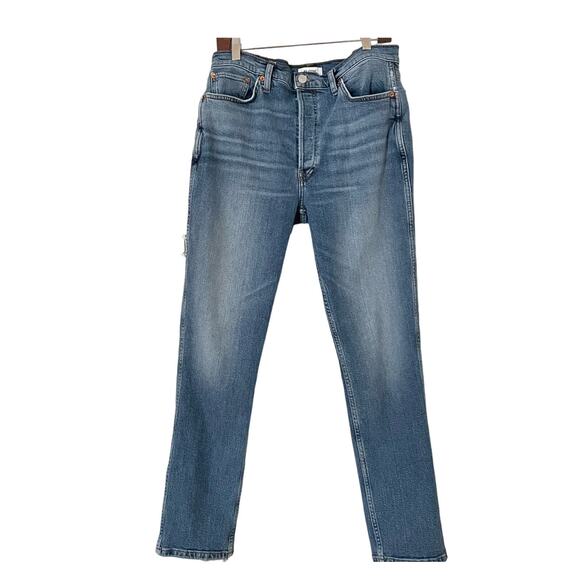 RE/DONE Women's 80s Slim Straight Size 31 Medium Wash High Rise Button Fly Jeans - Picture 2 of 12